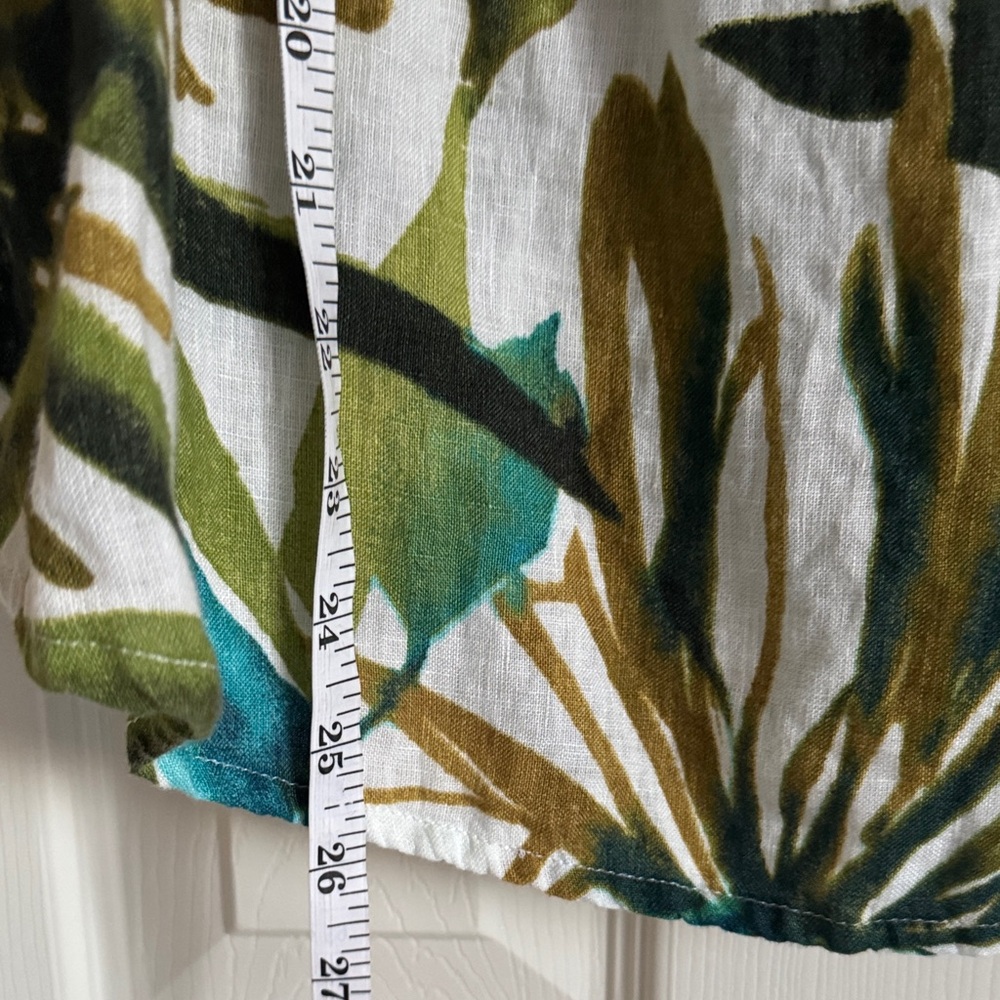 Chico’s 100% Linen Tropical Leaf Print Blouse – Size 3 (16/18) - Picture 3 of 6